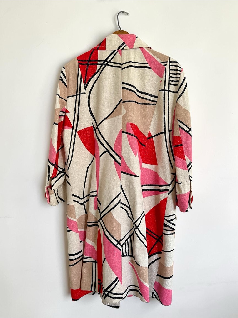 Vintage Alberto Makali 90s Does 60s Shimmery Abstract Lightweight Coat - Picture 2 of 8
